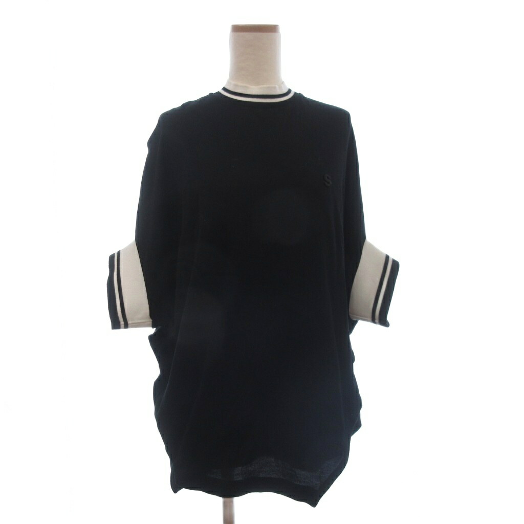【中古】サカイ sacai 21SS 伝達ルート入り口・入口 スポーツシャツ カットソー 半袖 細長い切口 トルマンスリーブ うつり変わり 黒 黒いこと 2 レディース 【ベクター 古着】 260605