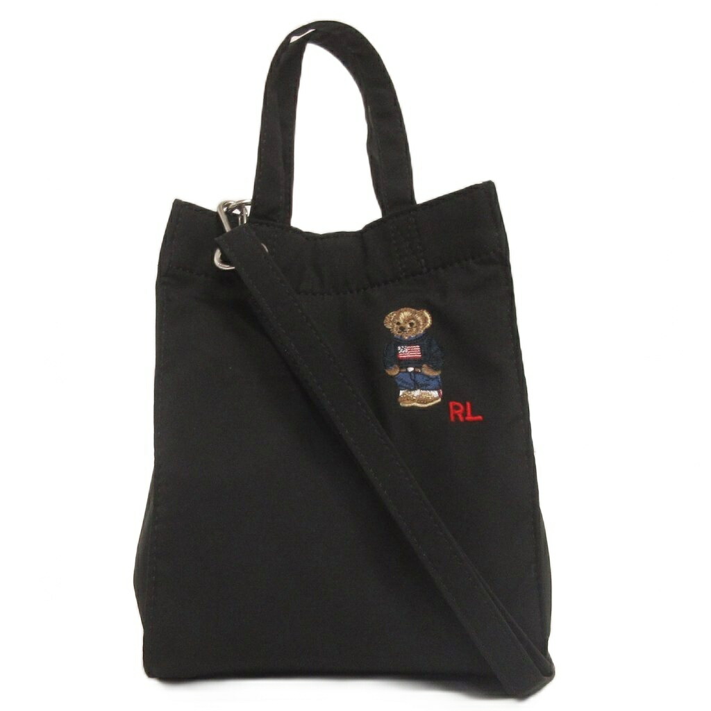 【中古】ポロ ラルフローレン POLO RALPH LAUREN ショルダーバッグ 御手手 2WAY ポロベア 刺しゅう 黒 黒いこと ☆AA★ メンズ レディース 【ベクター 古着】 260606
