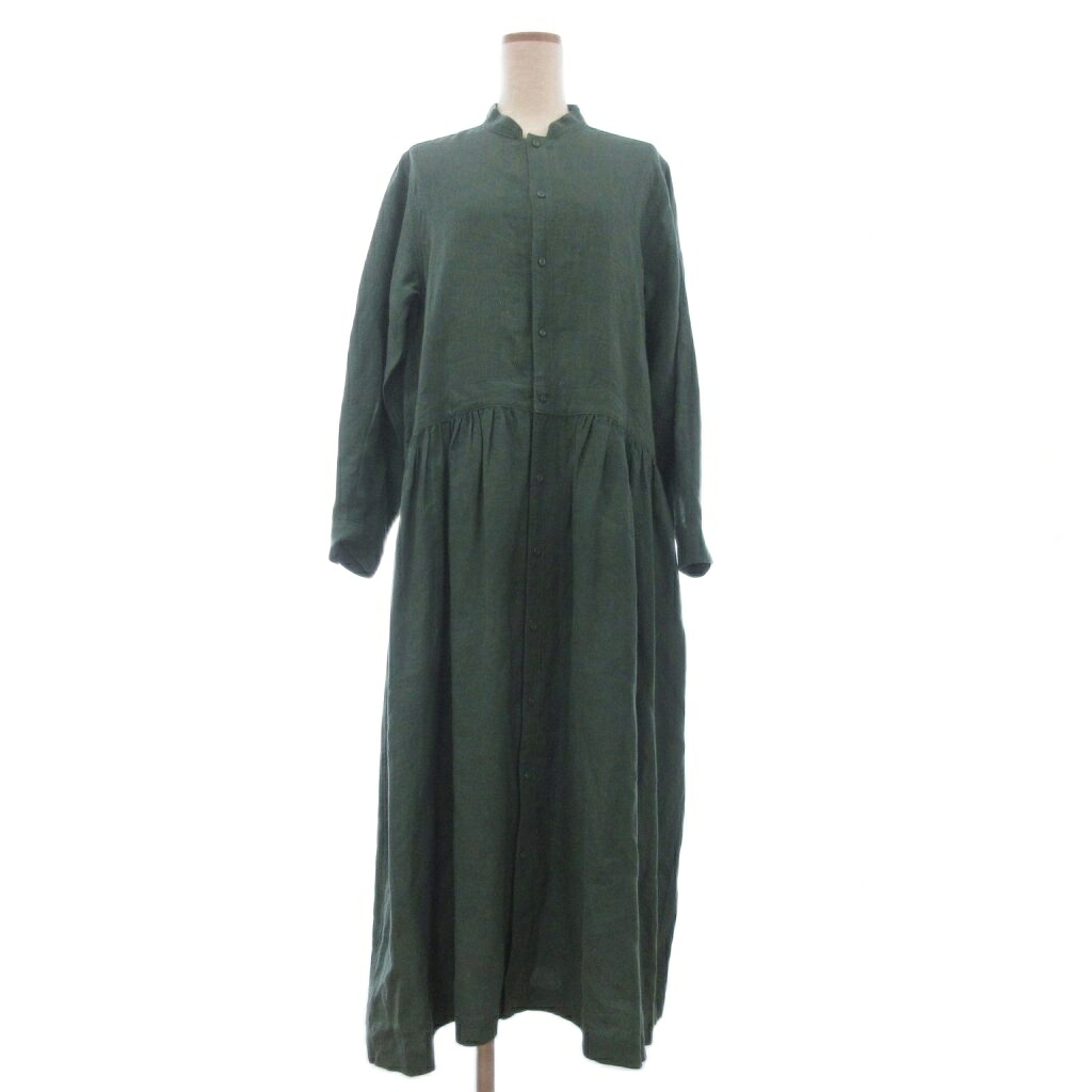 【中古】グランマママドーター GRANDMA MAMA DAUGHTER リネンシャツワンピース ロング丈 長袖 GE2111971-201021 緑 グリーン 1 レディース 【ベクトル 古着】 260614｜ブランド古着ベクトルプレミアム店 7,920円