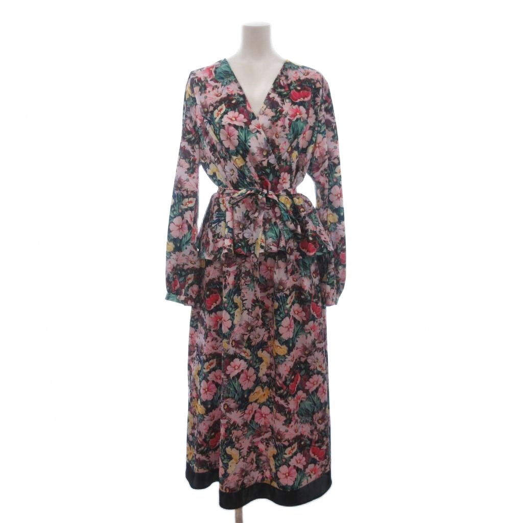 【中古】グレースコンチネンタル GRACE CONTINENTAL 美品 セットアップ ブラウス カットソー カシュクール 長袖 スカート ロング フレア フラワー ピンク 【ベクトル 古着】 260704｜ブランド古着ベクトルプレミアム店