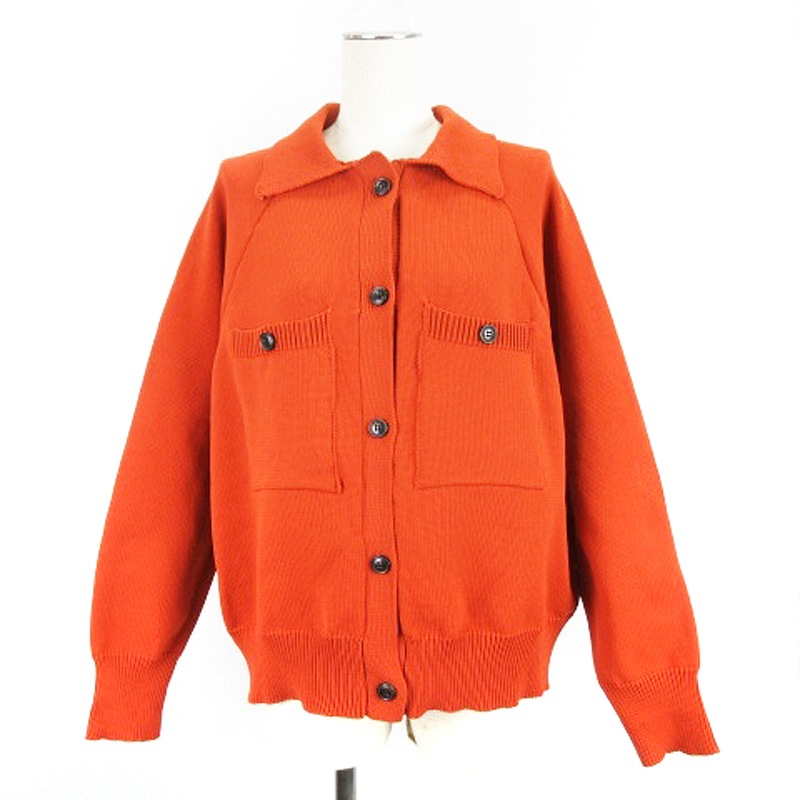 ルカ|レディラックルカ 【新品】LUCA|LADY LUCK LUCA ニット カーディガン 長袖 薄手 無地 丸首 麻100% リネン100% オレンジ 売れ筋商品|||レディース LADY LUCK LUCA ルカ|レディラックルカ 【新品】LUCA|LADY
