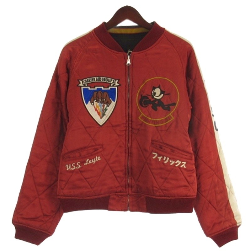 【中古】トイズマッコイ TOYS McCOY × フィリックス31 明仙縫製 グラムス社 SOUVENIR JACKET USS CV-32 LEYTE スーベニア ジャケット リバーシブル 刺繍 レッド L メンズ 【ベクトル 古着】 251205