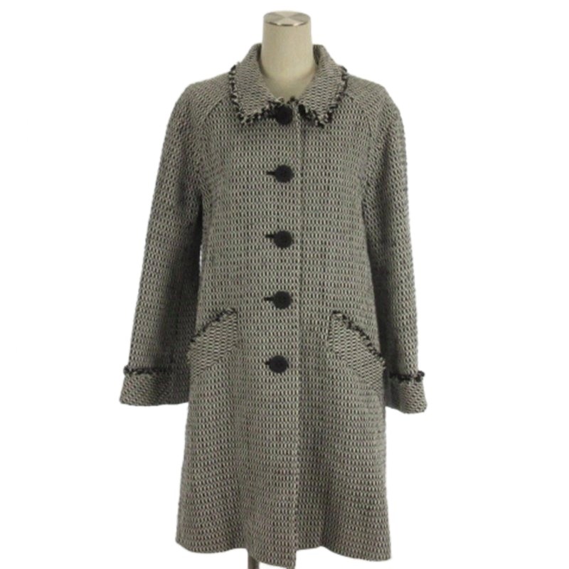 【中古】ルネ Rene TISSUE ツイードコート ロング ブラック系 34 ■TC レディース 【ベクトル 古着】 260115
