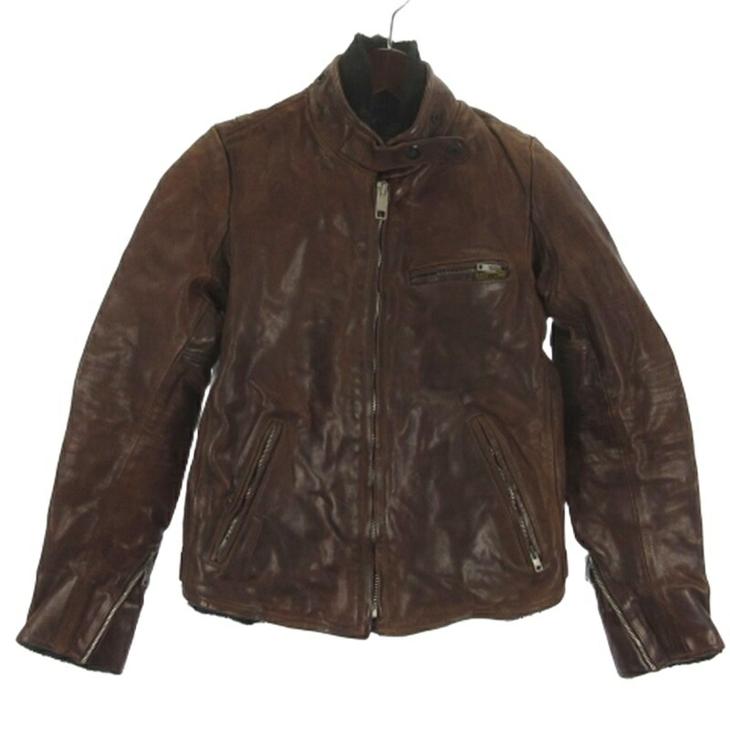 【中古】ゴールデングース GOLDEN GOOSE レザー ジャケット ボアライナー ブラウン XS ■TC レディース 【ベクトル 古着】 260126