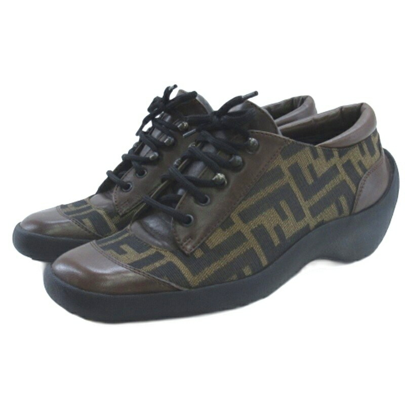 【中古】フェンディ FENDI ズッカ柄 スニーカー 赤銅色 36 ■GY62 レディース 【ベクター 古着】 260404