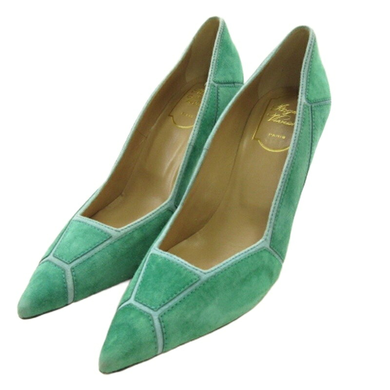 【中古】ロジェヴィヴィエ ROGER VIVIER スエード パンプス ピンヒール グリーン 36.5 ■GY62 レディース 【ベクトル 古着】 260407