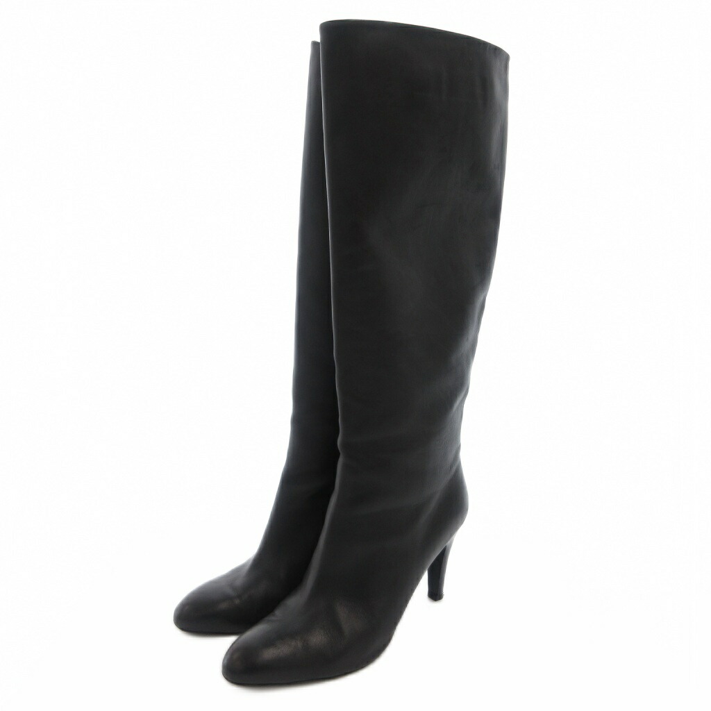 【中古】サルヴァトーレフェラガモ Salvatore Ferragamo ロングブーツ なめし革 踵 38.5 黒 黒いこと /FF ■GY62 レディース 【ベクター 古着】 260417