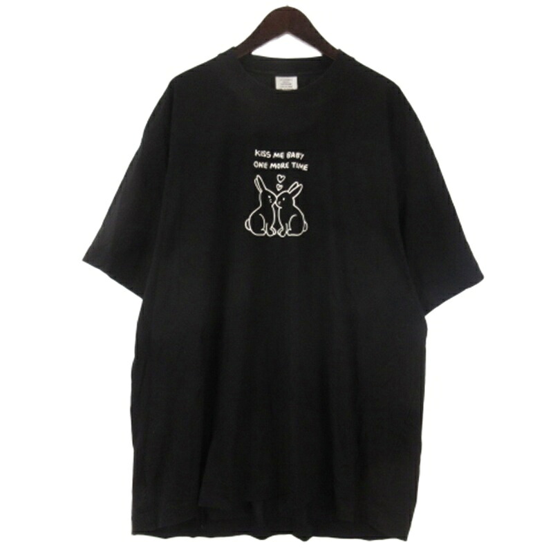 【中古】ヴェトモン VETEMENT Kissing Bunnies T-Shirt Tシャツ カットソー 半袖 ブラック XS ☆AA★ メンズ 【ベクトル 古着】 260410