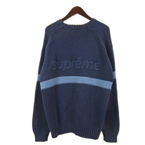 【中古】シュプリーム SUPREME Tonal Applique Sweater ロゴタイプ 編み物 プルオーバー 編み物 L 米国海軍 ☆AA★ メンズ 【ベクター 古着】 260428
