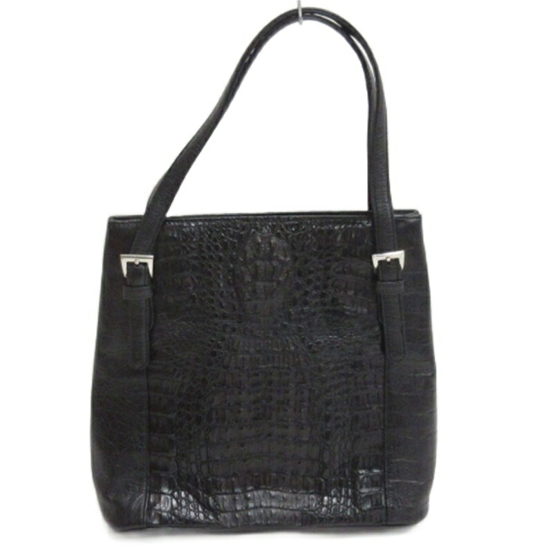 【中古】否ブランド名 クロコダイルレザー トート 御徒面子 黒いこと ■GY74 レディース 【ベクター 古着】 260424