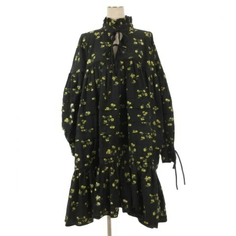 【中古】セシリーバンセン Cecilie Bahnsen フィルクーペ 花柄 衣装 長袖 黒いこと 黄色 260604E レディース 【ベクター 古着】 260604