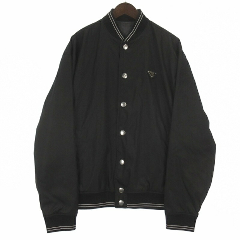 【中古】プラダ PRADA 23AW RE-NYLON ３角形ロゴタイプ ロゴタイプ一皿 リヴァーシブル 上衣 上衣 黒いこと 薄墨色 M ☆AA★ メンズ 【ベクター 古着】 260611