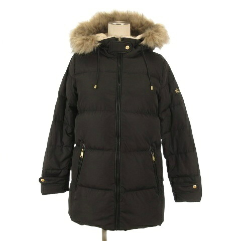 【中古】ローレンラルフローレン LAUREN RALPH LAUREN ダウンコート フェイクファー フーディ ブラック XS 260721E レディース 【ベクトル 古着】 260721｜ブランド古着ベクトルプレミアム店