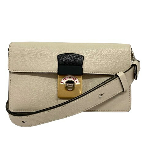 【中古】未使用品 メゾンマルジェラ Maison Margiela SB1WD0002 NEW LOCK Horizontal ショルダーバッグ クラッチバッグ レザー ベージュ 白 ホワイト 黒 ブラック レディース 【ベクトル 古着】 240321｜ブランド古着ベクトルプレミアム店