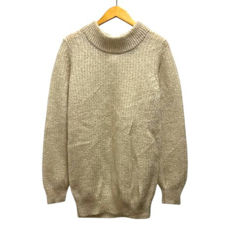 【中古】ターヴ TARV ニット セーター モックネック モヘヤ混 シルク混 無地 長袖 1 ライトベージュ レディース 【ベクトル 古着】 260204