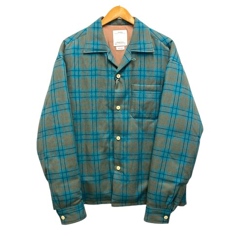 【中古】未使用品 ビズビム VISVIM 0125105013001 KEESEY CHECK DOWN JKT カジーチェックダウンジャケット ウール混 リネン混 長袖 2 青 ブルー 茶 ブラウン メンズ 【ベクトル 古着】 260125