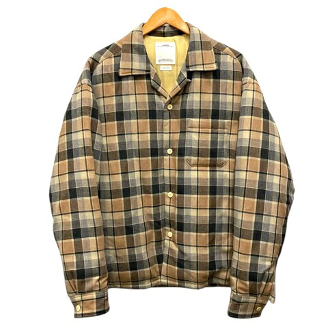 【中古】未使用品 ビズビム VISVIM 0125105013001 KEESEY CHECK DOWN JKT カジーチェックダウンジャケット ウール混 リネン混 長袖 2 ベージュ グレー メンズ 【ベクトル 古着】 260125|ブランド古着ベクトルプレミアム店