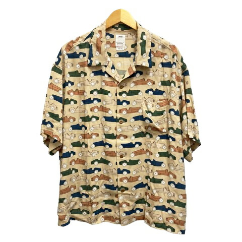 【中古】ビズビム VISVIM シャツ カジュアルシャツ 開襟シャツ CABAN SHIRTS S/S 0121205011016 車 総柄 半袖 3 ベージュ マルチカラー メンズ 【ベクトル 古着】 260130