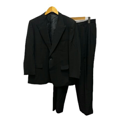 【中古】アクアスキュータム AQUASCUTUM スーツ フォーマル セットアップ ジャケット 長袖 パンツ 無地 日本製 カシミヤ混 AQ10R001A 黒 ブラック メンズ 【ベクトル 古着】 260211
