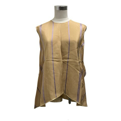 【中古】エストネーション ESTNATION 2way ブラウス ノースリーブ クルーネック ストライプ 11-109-10-040481 S 茶 ブラウン 紫 パープル レディース 【ベクトル 古着】 260226