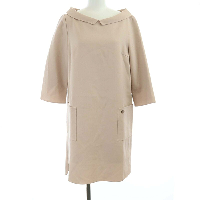 【中古】デイジーリンフォクシー DAISY LIN For FOXEY ラ セーヌ 七分袖 ワンピース ひざ丈 ウール 38 M ピンクベージュ 32231 /KH レディース 【ベクトル 古着】 240612