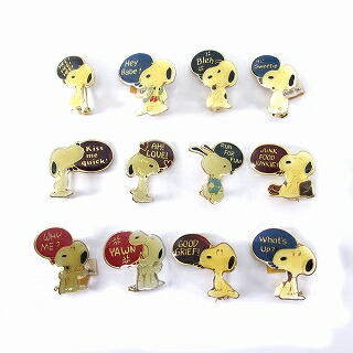 【中古】AVIVA ヴィンテージ SNOOPY スヌーピー ブローチ ピンバッジ 12点セット ゴールドカラー その他 【ベクトル 古着】 250510