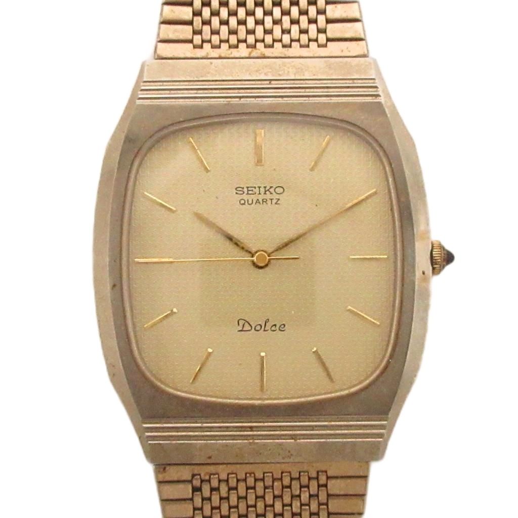 セイコー Dolce ゴールド レッドレザー 時計 SEIKO セイコー Dolce ドルチェ 7731-5010 14K ST.STEEL BACK