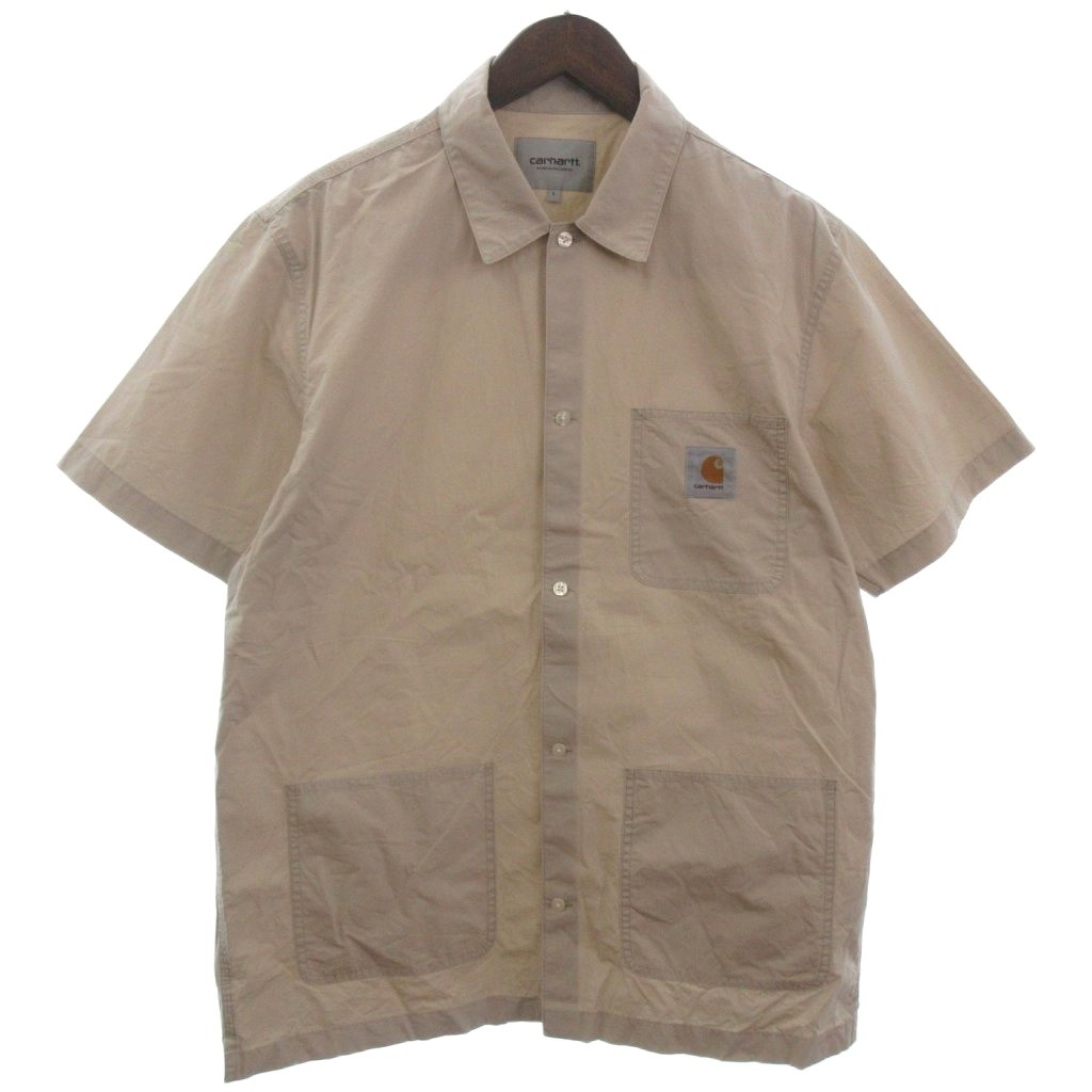 【中古】カーハート carhartt S/S CREELK SHIRT ワークシャツ 半袖 コットン ベージュ L メンズ 【ベクトル 古着】 251004
