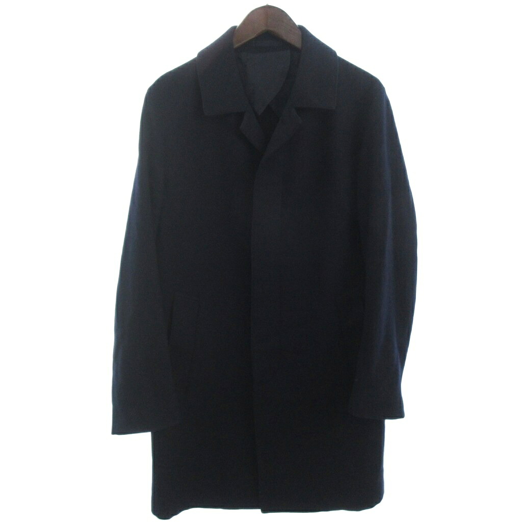 【中古】メーカーズシャツ カマクラ MAKER'S SHIRT 鎌倉 チェスターコート ステンカラーコート ネイビー L ■ECT メンズ 【ベクトル 古着】 260110