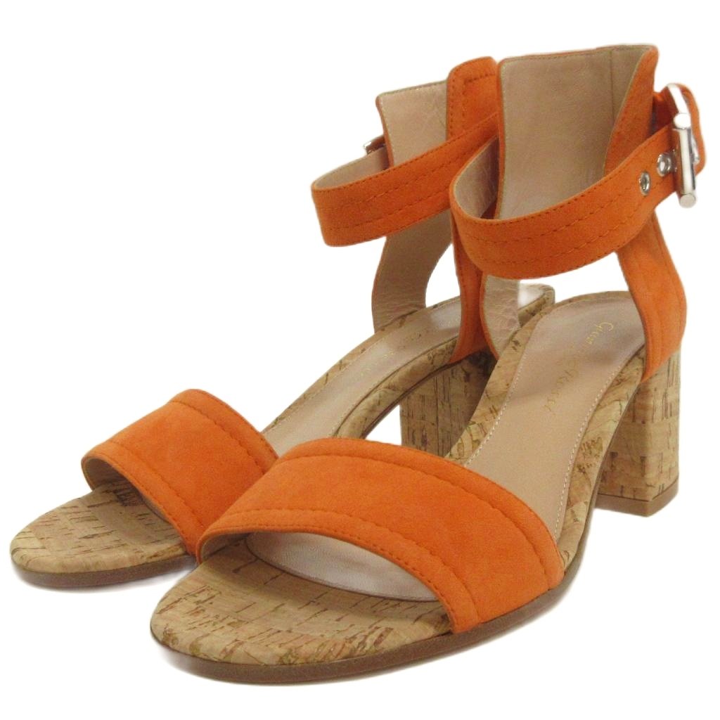 【中古】ジャンヴィトロッシ Gianvito Rossi アンクルストラップ サンダル コルクソール オレンジ系 35 22cm相当 ■TC レディース 【ベクトル 古着】 260206