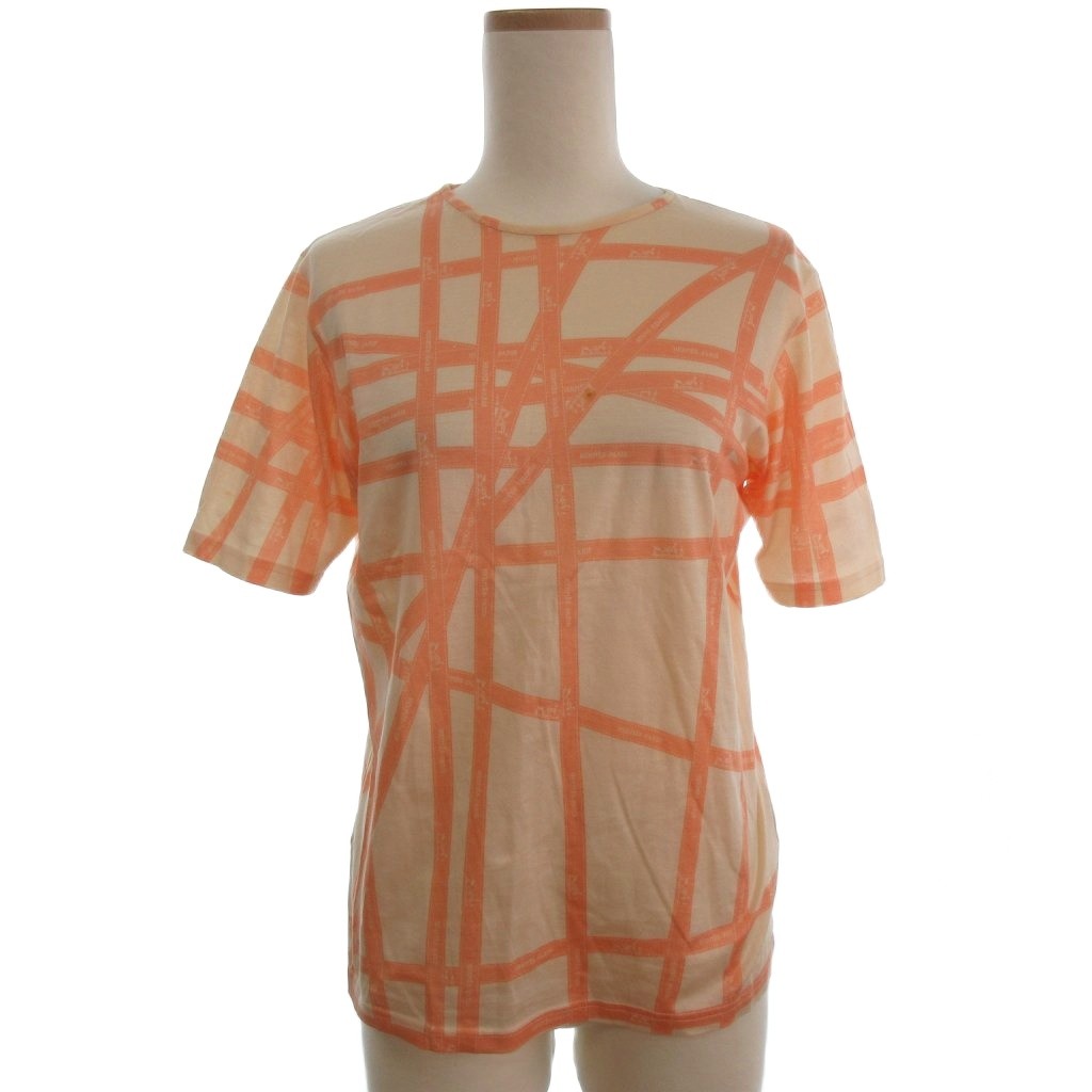 【中古】エルメス HERMES マルジェラ期 ボルデュック シュロの葉柄 カットソー 半袖 ベージュ系 S ☆AA★ レディース 【ベクター 古着】 260317
