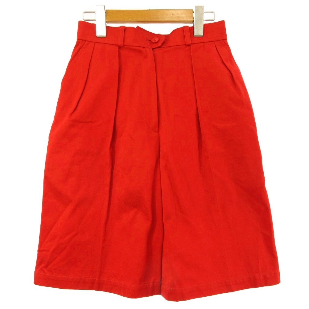 【中古】イヴサンローラン YVES SAINT LAURENT ヴィンテージ ショートパンツ ハイウエスト ワイド ツータック コットン 赤 レッド 36 レディース 【ベクトル 古着】 260401