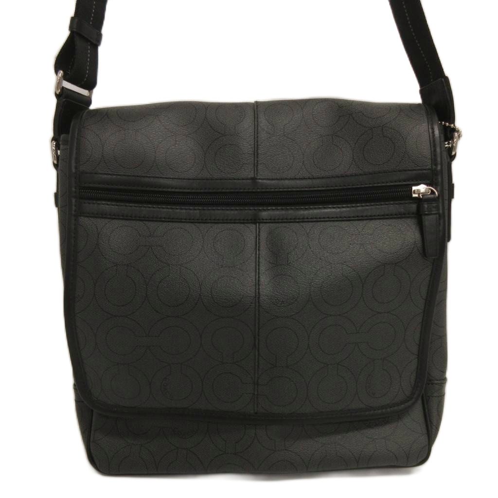 【中古】コーチ COACH オプアート ショルダーバッグ 70262 ダークグレー ブラック系 ■SK メンズ 【ベクトル 古着】 260424｜ブランド古着ベクトルプレミアム店