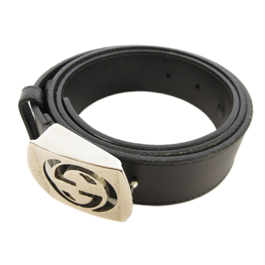 【中古】グッチ GUCCI インターロッキング 胴締め なめし革 黒 387031 ■SK メンズ 【ベクター 古着】 260427