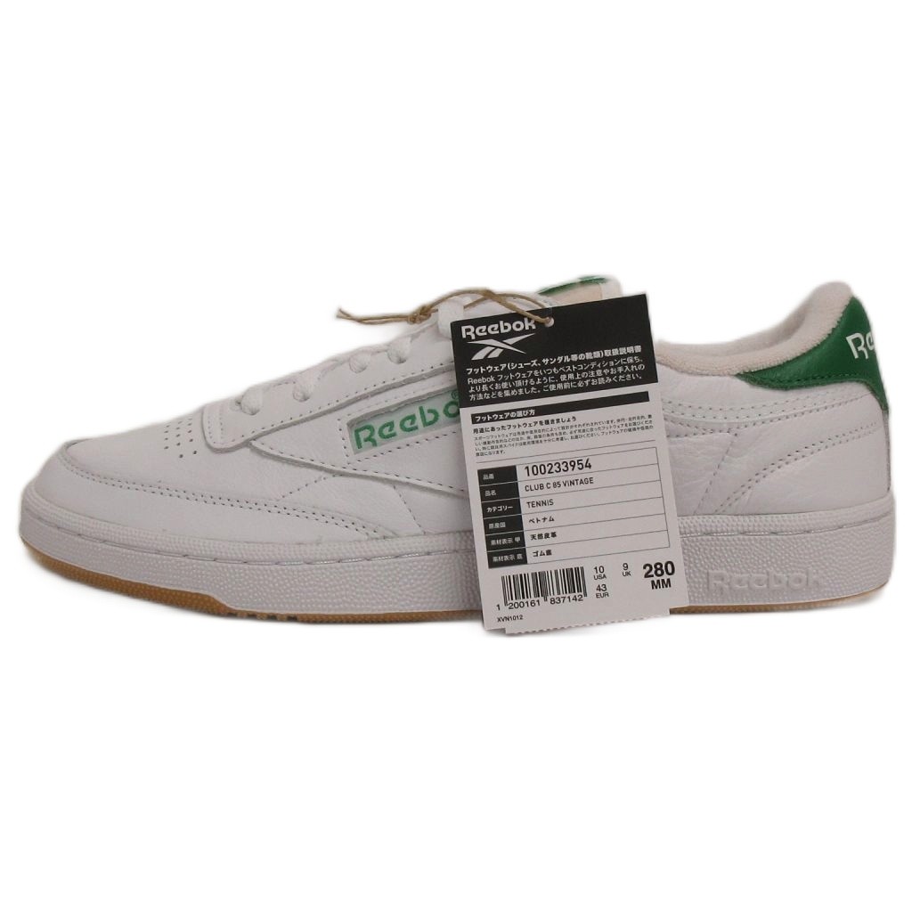 【中古】未当て嵌める品 リーボック Reebok スニーカー 100233954 クラブシー 85 ヴィンテージ CLUB C 85 VINTAGE 白いこと 緑であること 28珊 メンズ 【ベクター 古着】 260516