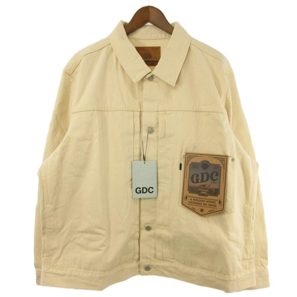 【中古】未当て嵌める品 ジーディーシー GDC 曳き船付き添い人 Denim Jacket TOKYO 13.5薬局衡オンス ジーンズ上衣 ジージャン Gジャン GD0313 象牙色 L メンズ 【ベクター 古着】 260602