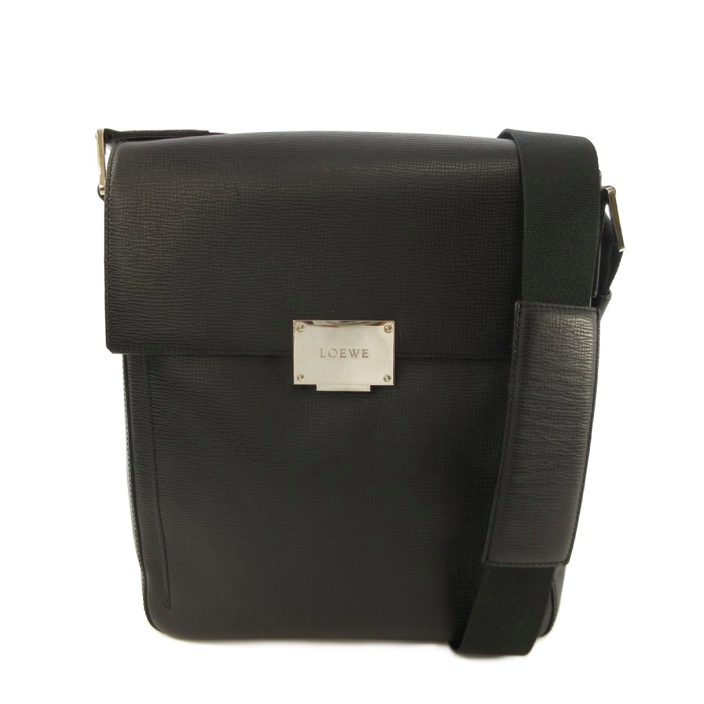 【中古】ロエベ LOEWE はりつけ台上半身 下げ翼 ショルダーバッグ なめし革 黒 黒いこと メンズ 【ベクター 古着】 260602