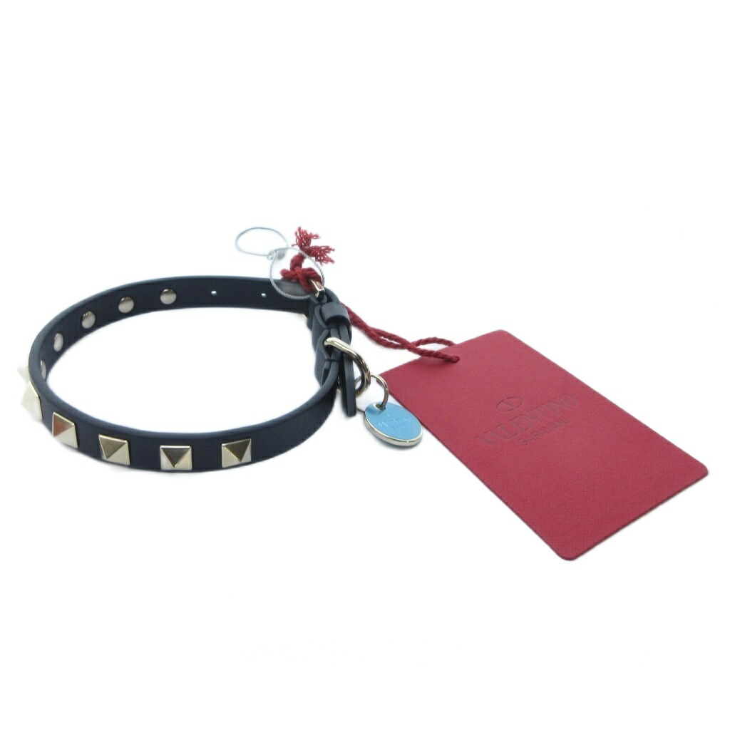 【中古】未使用品 ヴァレンティノ ガラヴァーニ VALENTINO GARAVANI タグ付 犬用首輪 カラー ペット用品 スタッズ レザー ロゴチャーム 黒 ブラック 0306 その他 【ベクトル 古着】 260306