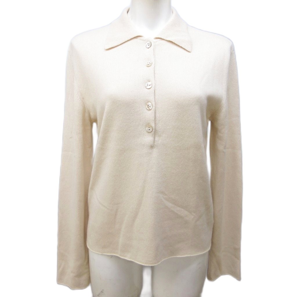 【中古】シャネル CHANEL 98A P11427 カシミール 絹地 編み物スポーツシャツ カットソー 外殻名取り草 国内置き目 長袖 38 約M ベージュ ■MNK3 1204 レディース 【ベクター 古着】 251204