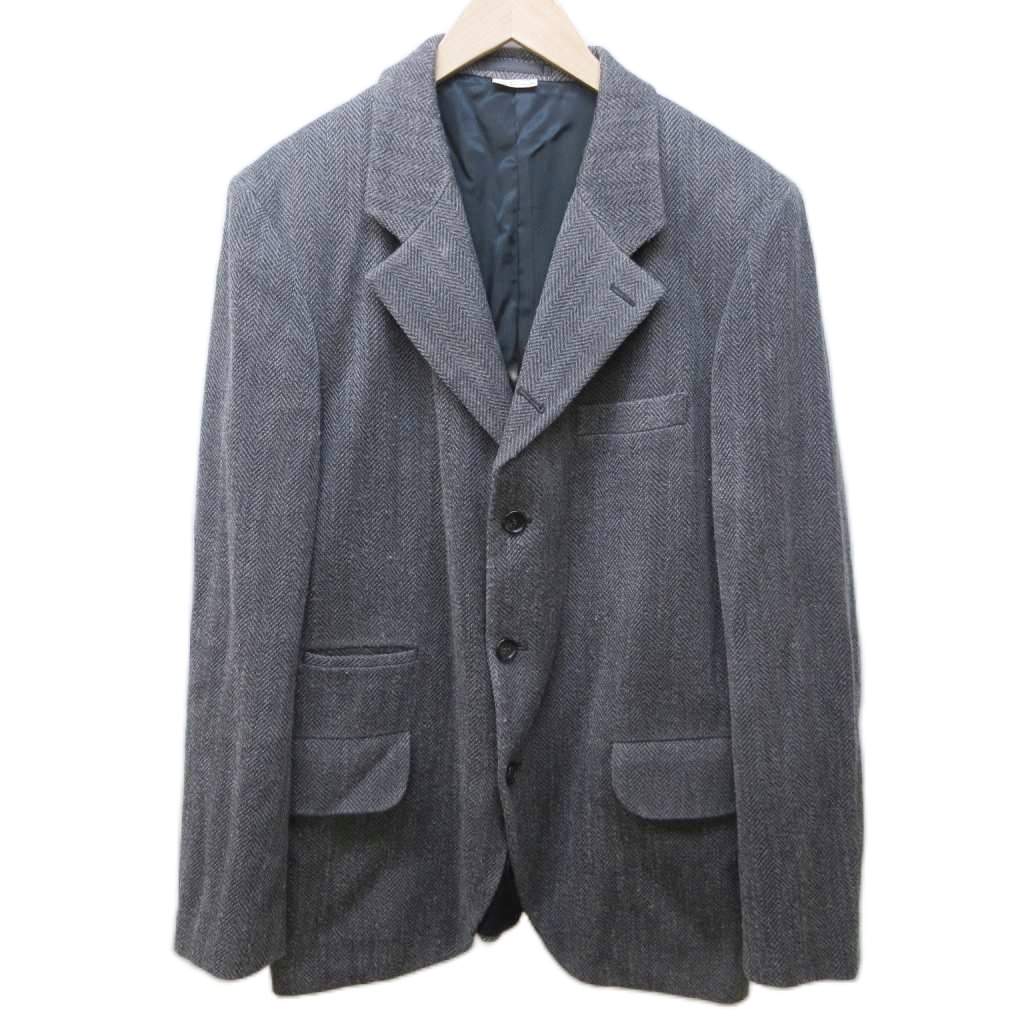 【中古】コムデギャルソンオムドゥ COMME des GARCONS HOMME DEUX AD2018 テーラードジャケット ブレザー ヘリンボーン リネン混 ウール混 総裏 段返り M 灰 グレー DB-J051 1230 メンズ 【ベクトル 古着】 251230