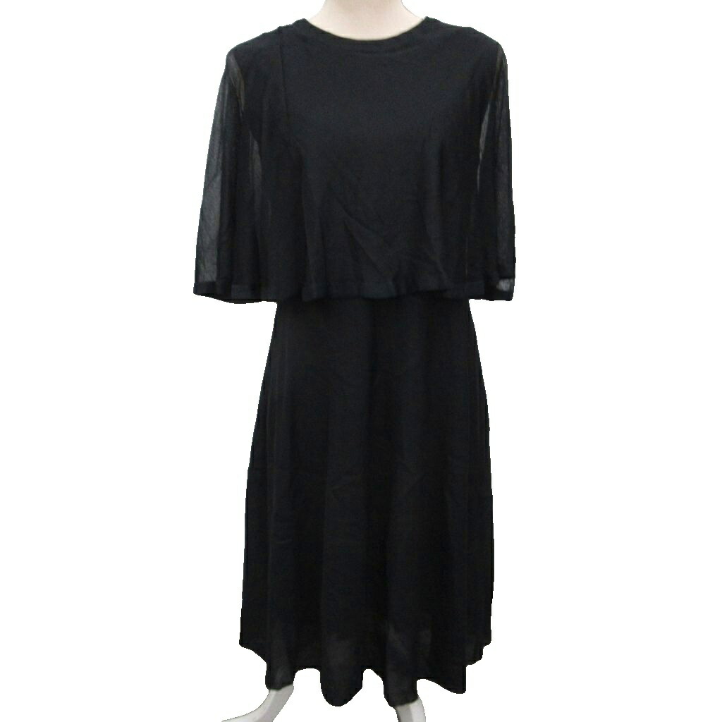 【中古】ヴァレンティノ ヴァレンチノ VALENTINO ワンピース ノースリーブ ミモレ ロング 絹 シルク L 黒 ブラック MB0KD19M388 IBO87 レディース 【ベクトル 古着】 260206