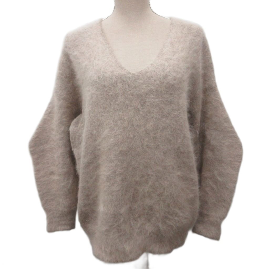 【中古】クラネ CLANE 21AW V NECK ANGOLA KNIT TOPS ニット セーター 長袖 Vネック アンゴラ 1 ベージュ 11106-1222 IBO87 レディース 【ベクトル 古着】 260226
