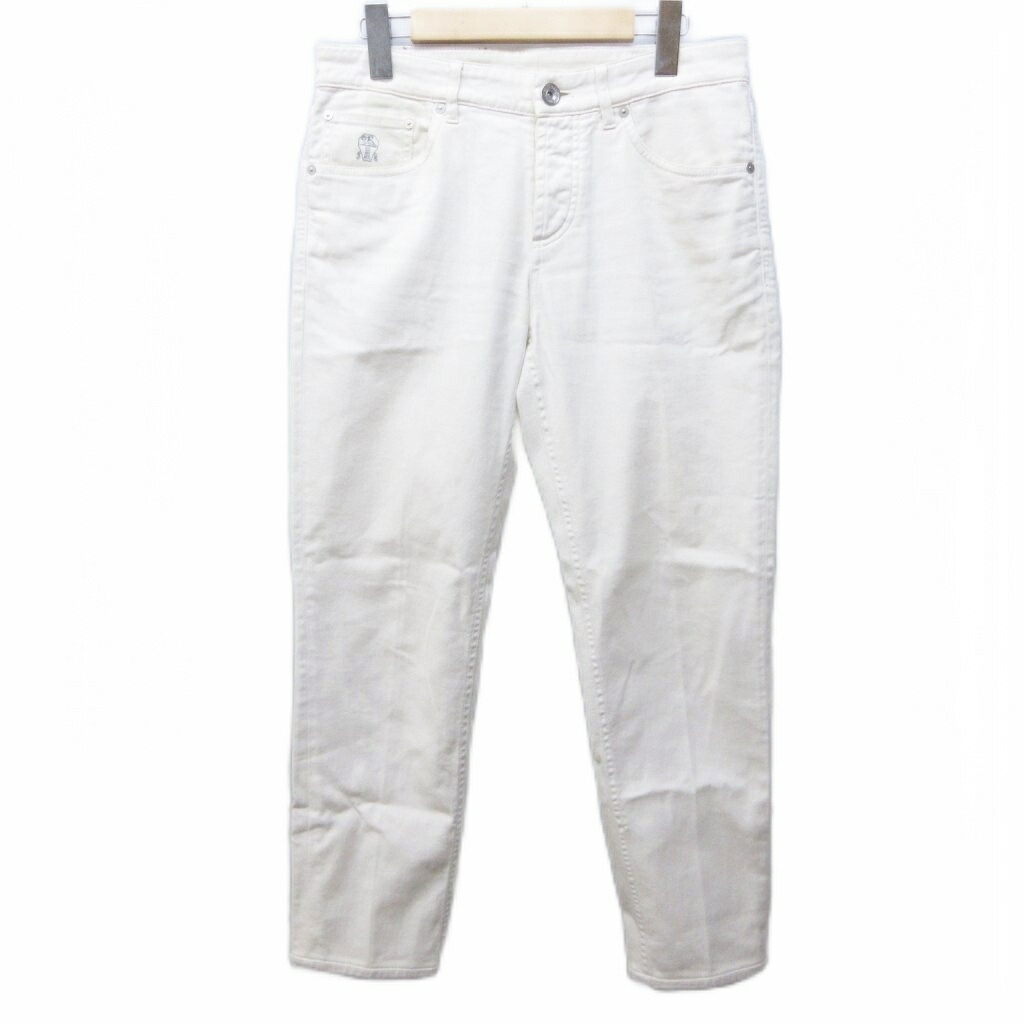 【中古】ブルネロクチネリ BRUNELLO CUCINELLI デニムパンツ ジーンズ テーパード ストレッチ 44 約S 白 ホワイト IBO89 0303 メンズ 【ベクトル 古着】 260303