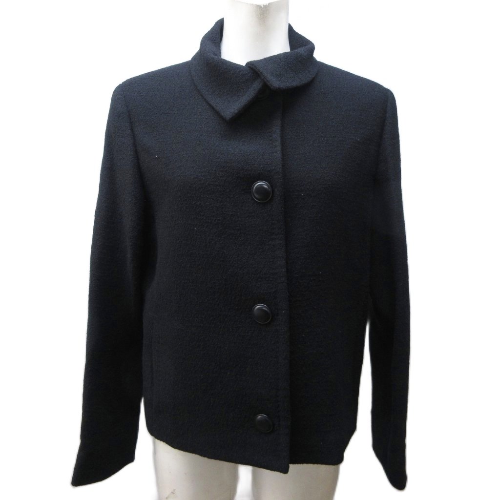 【中古】マックスマーラ MAX MARA 美品 白タグ ニットジャケット ウール 背抜き 36 約XS 黒 ブラック IBO89 0210 レディース 【ベクトル 古着】 260210