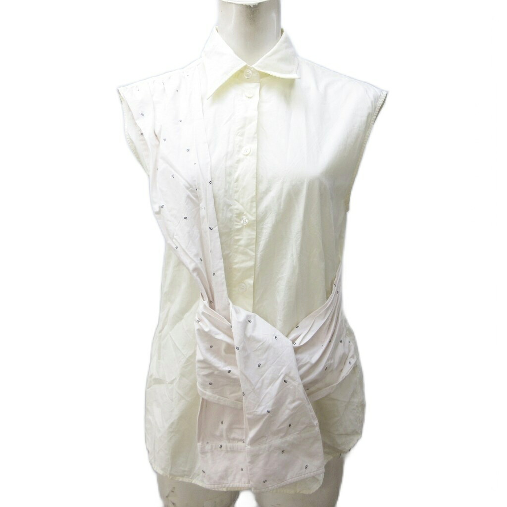 【中古】エムエムシックス メゾンマルジェラ MM6 Maison Margiela 22SS プルオーバー トップ うつり変わりひな型 うつり変わり 総柄 ノースリーブ 36 約S ベージュ 白いこと 系 S62DL0058 0426 レディース 【ベクター 古着】 260426