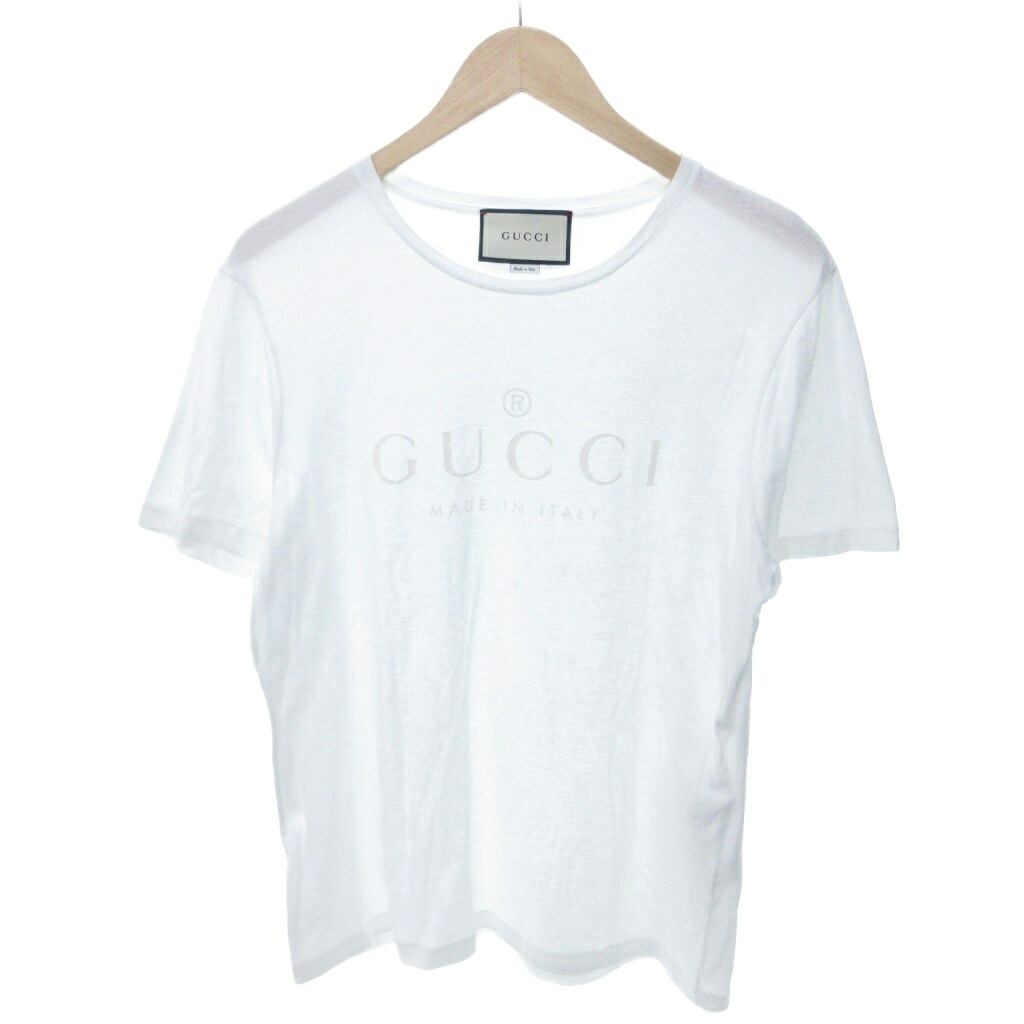 【中古】グッチ GUCCI 付け届け ロゴタイププルオーバー カットソー 半袖 白いこと イタリア製 L 白 白いこと /HW IBO95 メンズ 【ベクター 古着】 260515