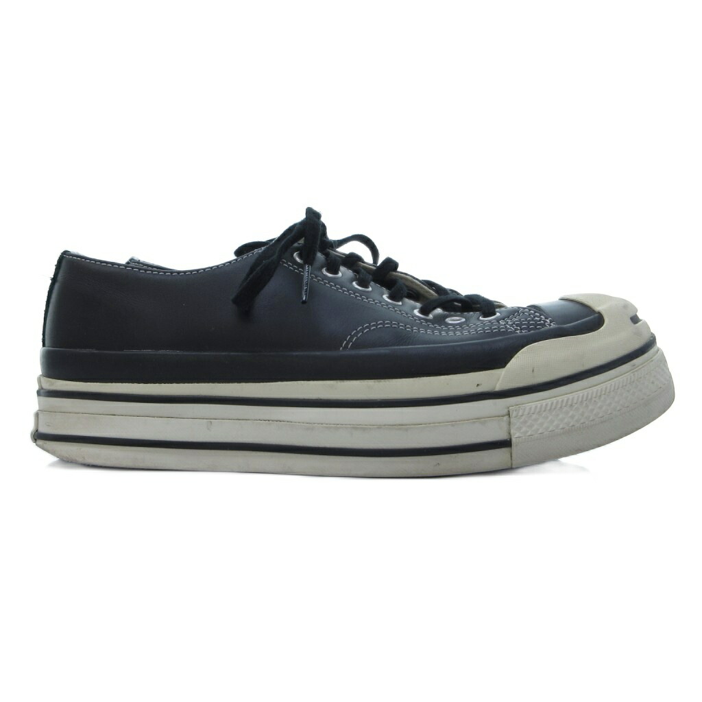 【中古】コンバース CONVERSE DOUBLET スニーカー なめし革 うつり変わり ジャックパーセル型 縛 厚底 黒 黒いこと 27.5 /HW ■IBO97 メンズ 【ベクター 古着】 260604