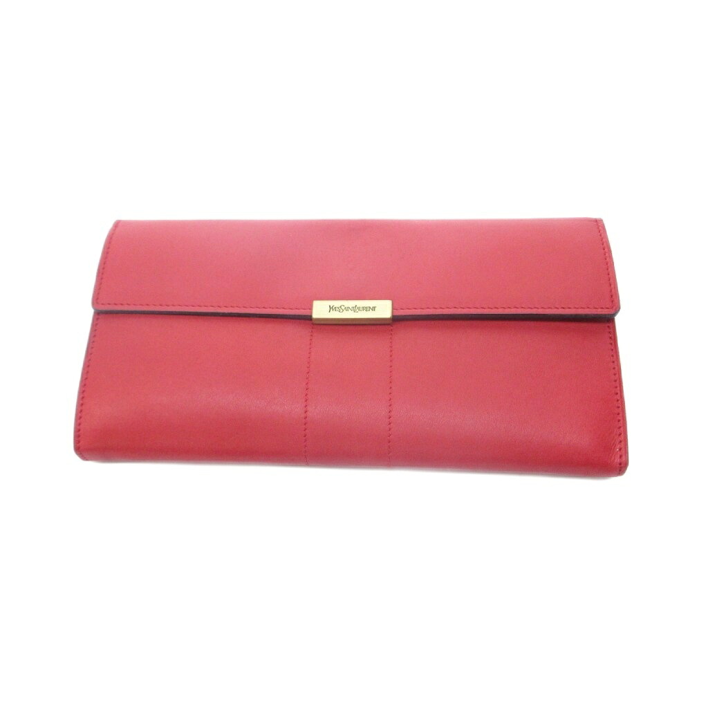 【中古】イヴサンローラン YVES SAINT LAURENT 長財布 レザー 赤 ロゴ金具 ボタン開閉 /HW ■WY レディース 【ベクトル 古着】 260708|ブランド古着ベクトルプレミアム店