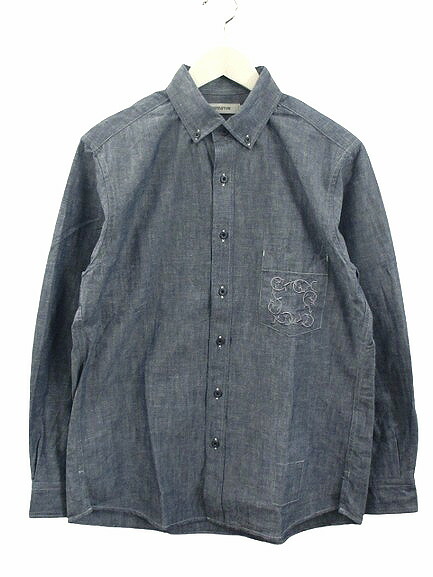 【中古】未当てはめる品 ノン原住民 nonnative 25SS DWELLER B.D. L/S SHIRT C/Li CANVAS NN-S4602 コットンリネンキャンバス ボタンダウンシャツ 1 ダークネイビー 長袖 刺しゅう トップス メンズ 【ベクター 古着】 250214