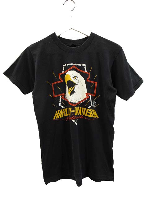 【中古】ヴィンテージ VINTAGE 80s ハーレーダビッドソン HARLEY DAVIDSON プルオーバー 鷲 チェーン店 刷り上げる USA製 黒いこと M メンズ レディース 【ベクター 古着】 250707